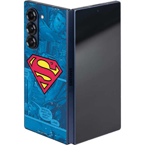 DC Comics Superman Logo Background Pattern Galaxy Z Fold6 Skin