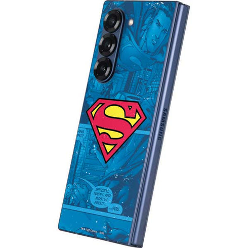DC Comics Superman Logo Background Pattern Galaxy Z Fold6 Skin