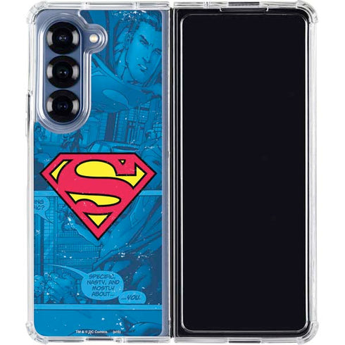 DC Comics Superman Logo Background Pattern Galaxy Z Fold7 Clear Case
