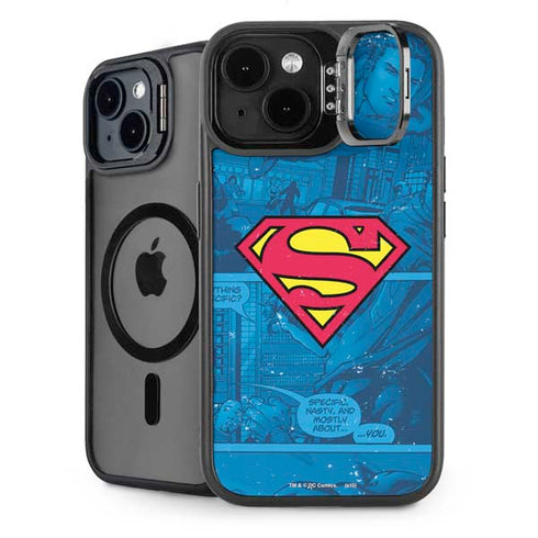 DC Comics Superman Logo Background Pattern iPhone 14 Plus Kickstand Case