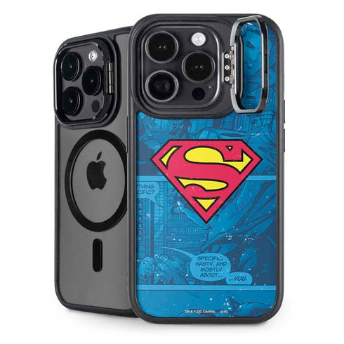 DC Comics Superman Logo Background Pattern iPhone 14 Pro Max Kickstand Case
