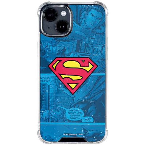 DC Comics Superman Logo Background Pattern iPhone 15 Clear Case