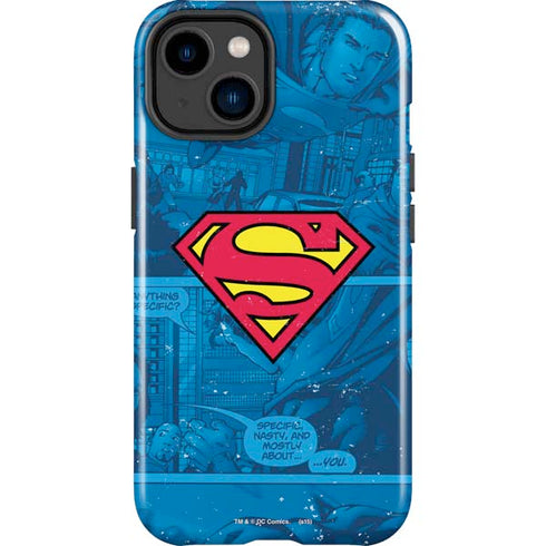 DC Comics Superman Logo Background Pattern iPhone 15 Impact Case