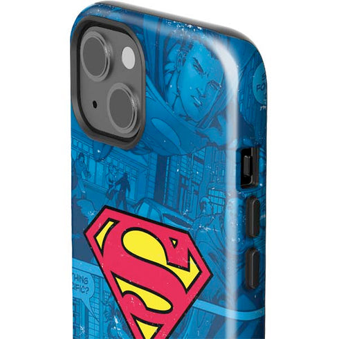 DC Comics Superman Logo Background Pattern iPhone 15 Impact Case