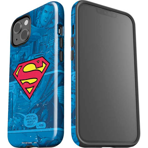 DC Comics Superman Logo Background Pattern iPhone 15 Impact Case