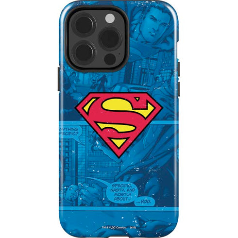 DC Comics Superman Logo Background Pattern iPhone 15 Pro Impact Case