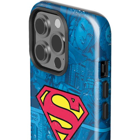 DC Comics Superman Logo Background Pattern iPhone 15 Pro Impact Case