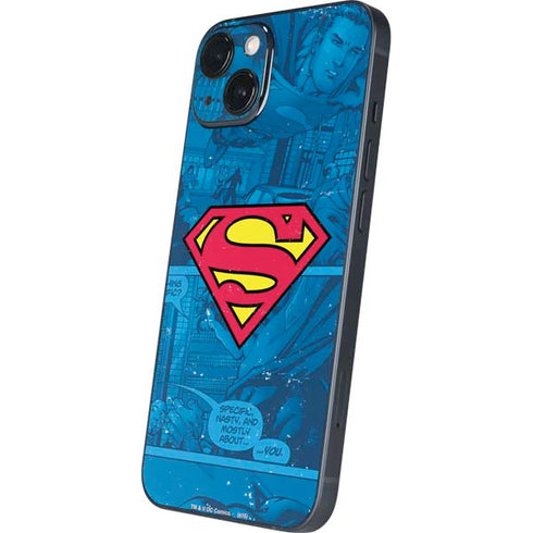 DC Comics Superman Logo Background Pattern iPhone 15 Skin