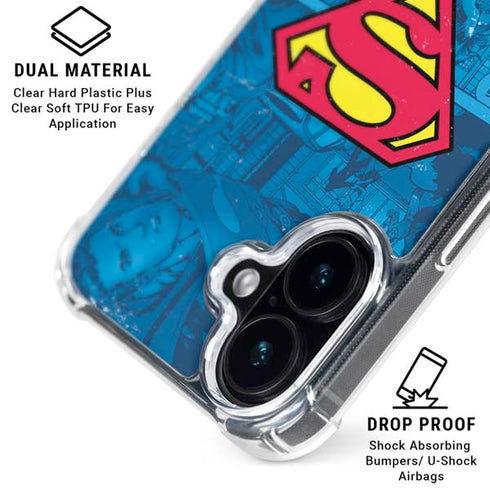 DC Comics Superman Logo Background Pattern iPhone 16 Clear Case