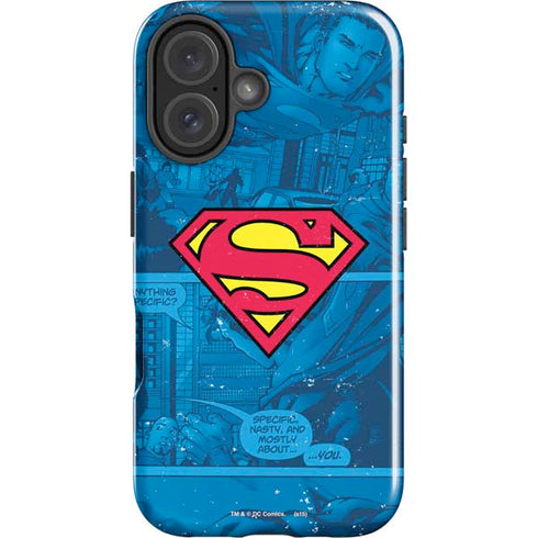 DC Comics Superman Logo Background Pattern iPhone 16 Impact Case
