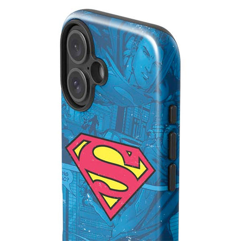 DC Comics Superman Logo Background Pattern iPhone 16 Impact Case