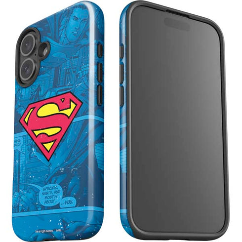 DC Comics Superman Logo Background Pattern iPhone 16 Impact Case