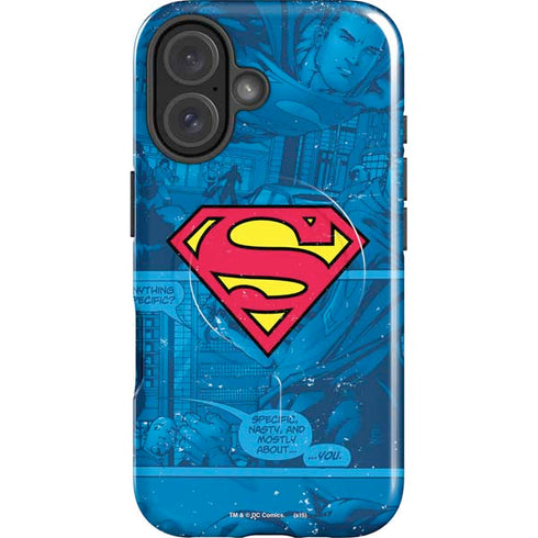 DC Comics Superman Logo Background Pattern iPhone 16 Plus Magsafe Impact Case