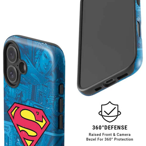 DC Comics Superman Logo Background Pattern iPhone 16 Plus Magsafe Impact Case