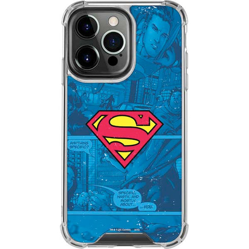 DC Comics Superman Logo Background Pattern iPhone 16 Pro Clear Case