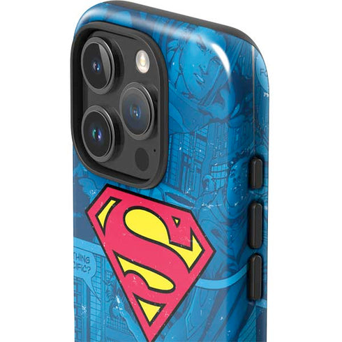 DC Comics Superman Logo Background Pattern iPhone 16 Pro Impact Case