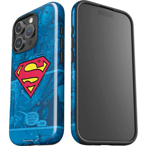 DC Comics Superman Logo Background Pattern iPhone 16 Pro Impact Case