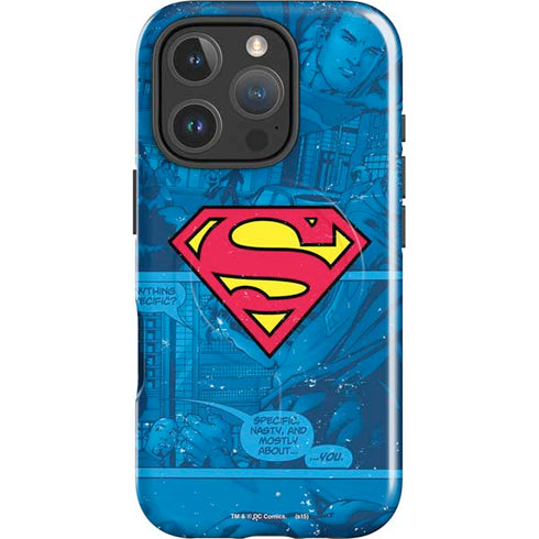 DC Comics Superman Logo Background Pattern iPhone 16 Pro Magsafe Impact Case