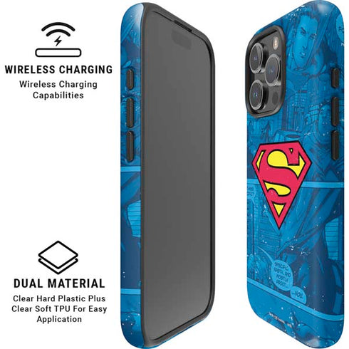 DC Comics Superman Logo Background Pattern iPhone 16 Pro Magsafe Impact Case