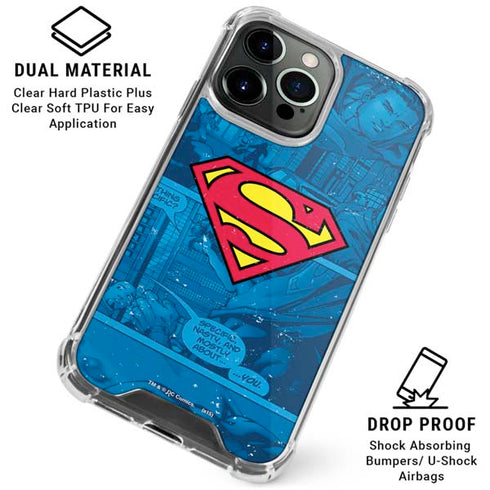 DC Comics Superman Logo Background Pattern iPhone 16 Pro Max Clear Case