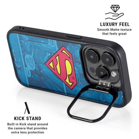 DC Comics Superman Logo Background Pattern iPhone 16 Pro Max Kickstand Case