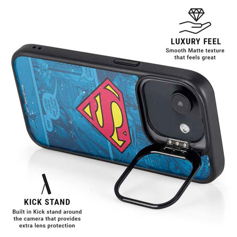 DC Comics Superman Logo Background Pattern iPhone 16e Kickstand Case