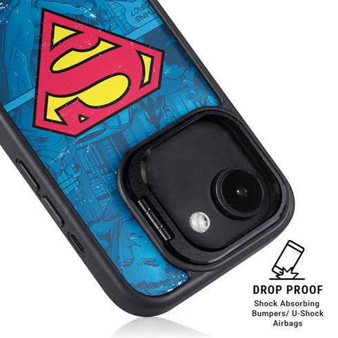 DC Comics Superman Logo Background Pattern iPhone 16e Kickstand Case