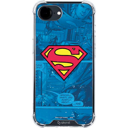 DC Comics Superman Logo Background Pattern iPhone 16e Clear Case