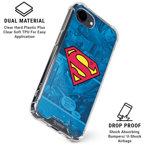 DC Comics Superman Logo Background Pattern iPhone 16e Clear Case