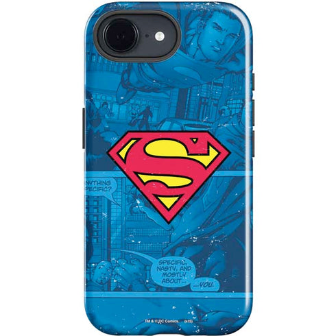 DC Comics Superman Logo Background Pattern iPhone 16e Impact Case