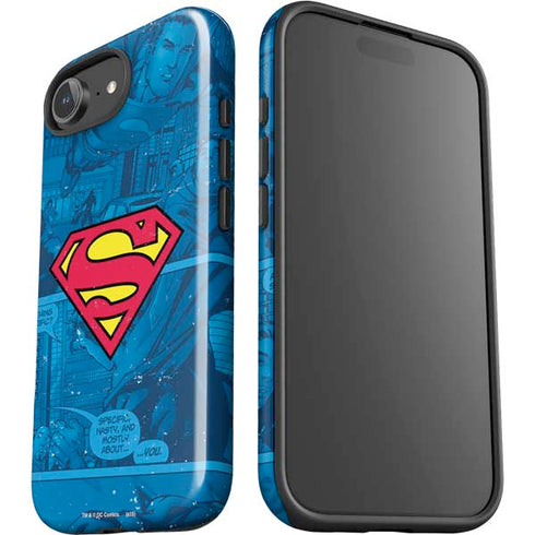DC Comics Superman Logo Background Pattern iPhone 16e Impact Case