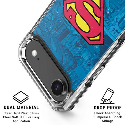 DC Comics Superman Logo Background Pattern iPhone 17 Air Clear Case