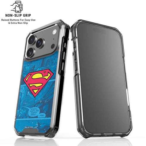 DC Comics Superman Logo Background Pattern iPhone 17 Pro Clear Case