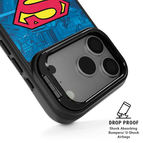 DC Comics Superman Logo Background Pattern iPhone 17 Pro Max Kickstand Case
