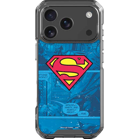 DC Comics Superman Logo Background Pattern iPhone 18 Pro Clear Case