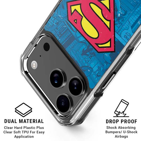DC Comics Superman Logo Background Pattern iPhone 18 Pro Clear Case