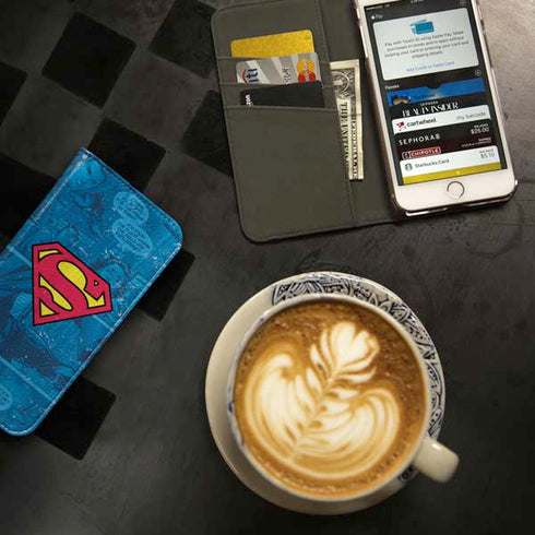 DC Comics Superman Logo Background Pattern iPhone 7 Folio Case