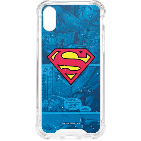 DC Comics Superman Logo Background Pattern iPhone XS Clear Case