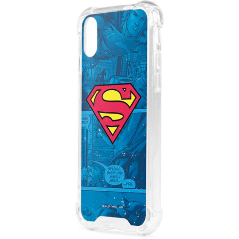 DC Comics Superman Logo Background Pattern iPhone XS Clear Case