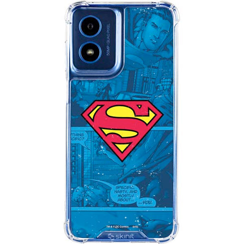DC Comics Superman Logo Background Pattern Moto G Play 4G (2024) Clear Case