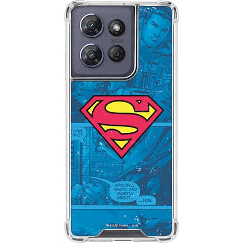 DC Comics Superman Logo Background Pattern Moto G Play 5G (2025) Clear Case