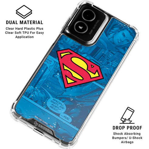 DC Comics Superman Logo Background Pattern Moto G Power 5G (2024) Clear Case