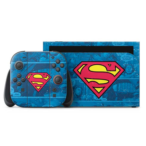 DC Comics Superman Logo Background Pattern Nintendo Skins