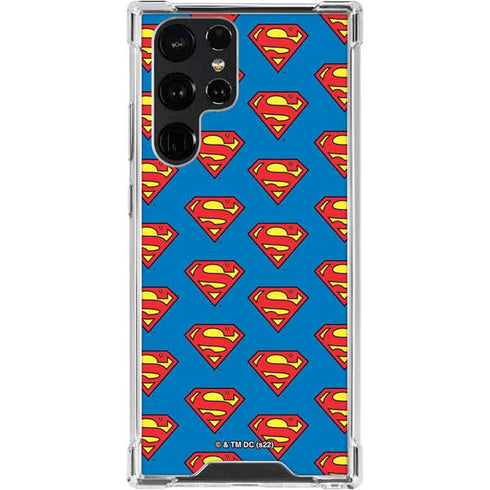 DC Comics Superman Logo Pattern Galaxy S22 Ultra Clear Case