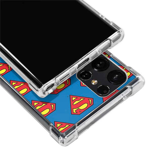 DC Comics Superman Logo Pattern Galaxy S22 Ultra Clear Case