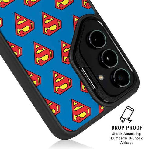 DC Comics Superman Logo Pattern Galaxy S25 Kickstand Case