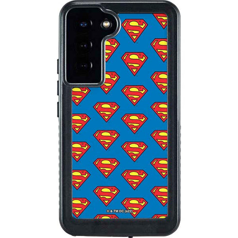 DC Comics Superman Logo Pattern Galaxy S24 Plus Waterproof Case