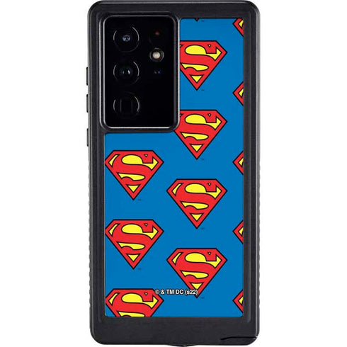 DC Comics Superman Logo Pattern Galaxy S24 Ultra Waterproof Case
