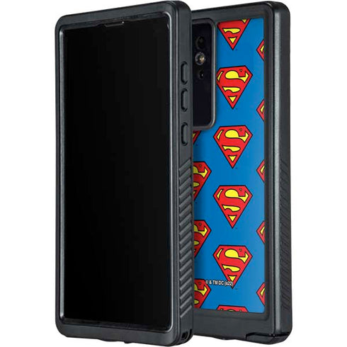 DC Comics Superman Logo Pattern Galaxy S24 Ultra Waterproof Case