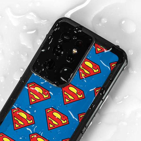 DC Comics Superman Logo Pattern Galaxy S24 Ultra Waterproof Case